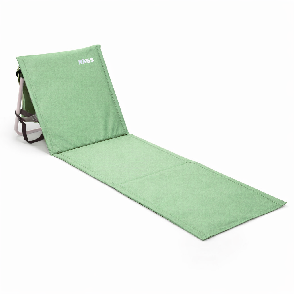 Haegs Katlanabilir Sırt Destekli Kamp ve Plaj Matı Katlanır Şezlong Plaj Zemin Sandalyesi Fermuar Cepli Kamp Piknik Havuz Başı Deniz Plaj için Mat Yeşil