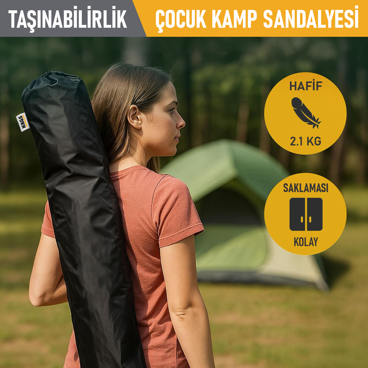 Haegs Katlanır Kamp Sandalyesi Çocuk Kamp Sandalyesi Hafif Taşınabilir Plaj Kamp Piknik için Katlanır Sandalye Küçük Boy - Beyaz - Mavi 7