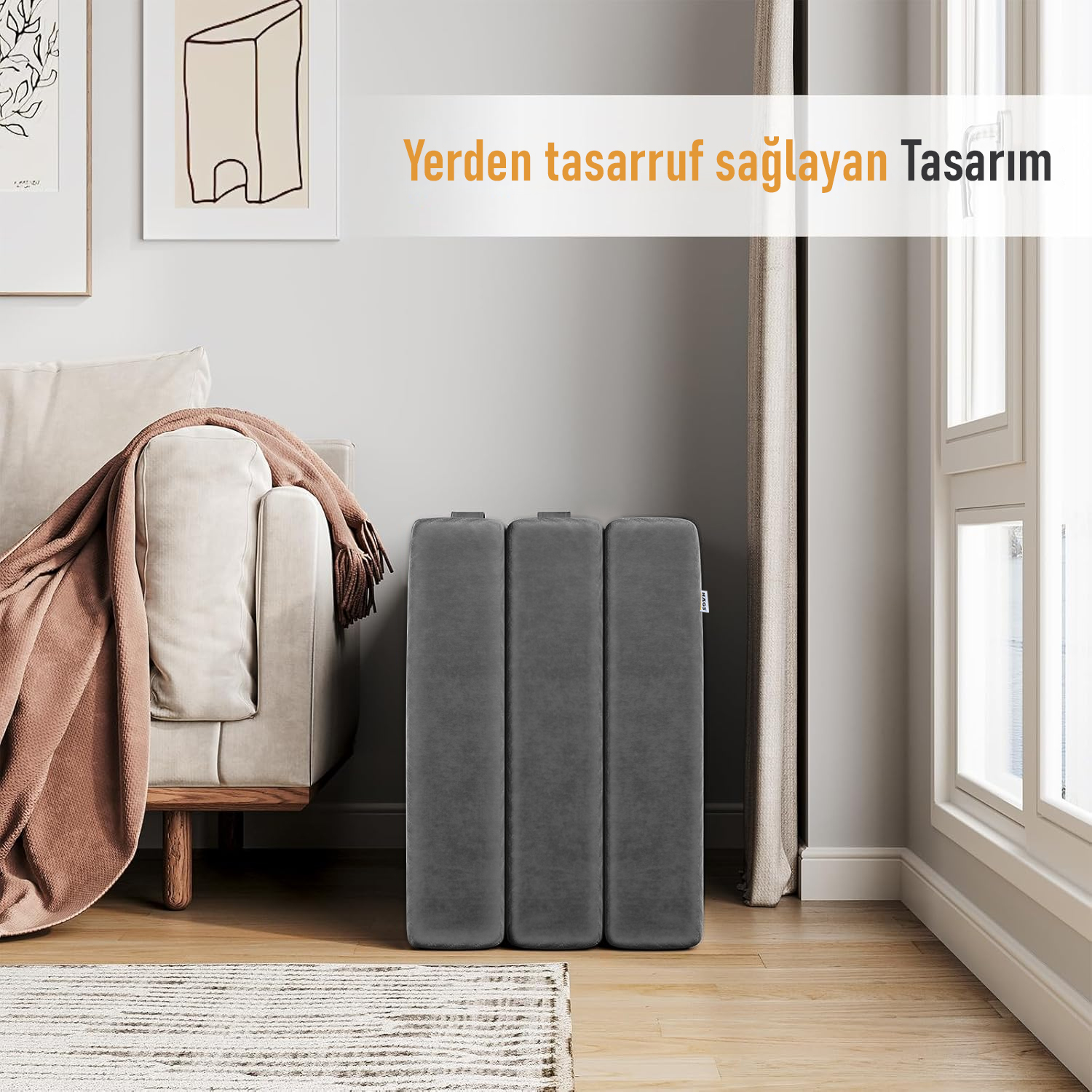 Haegs Katlanır Yatak Kamp Yatağı Kamp Matı Taşınabilir Yer Yatağı Yıkanabilir Kılıf Misafir için Seyahat Kamp Araç Karavan Çadır ve Yoga için İdeal 22 Dens - 190x65x10 cm - Gri 6