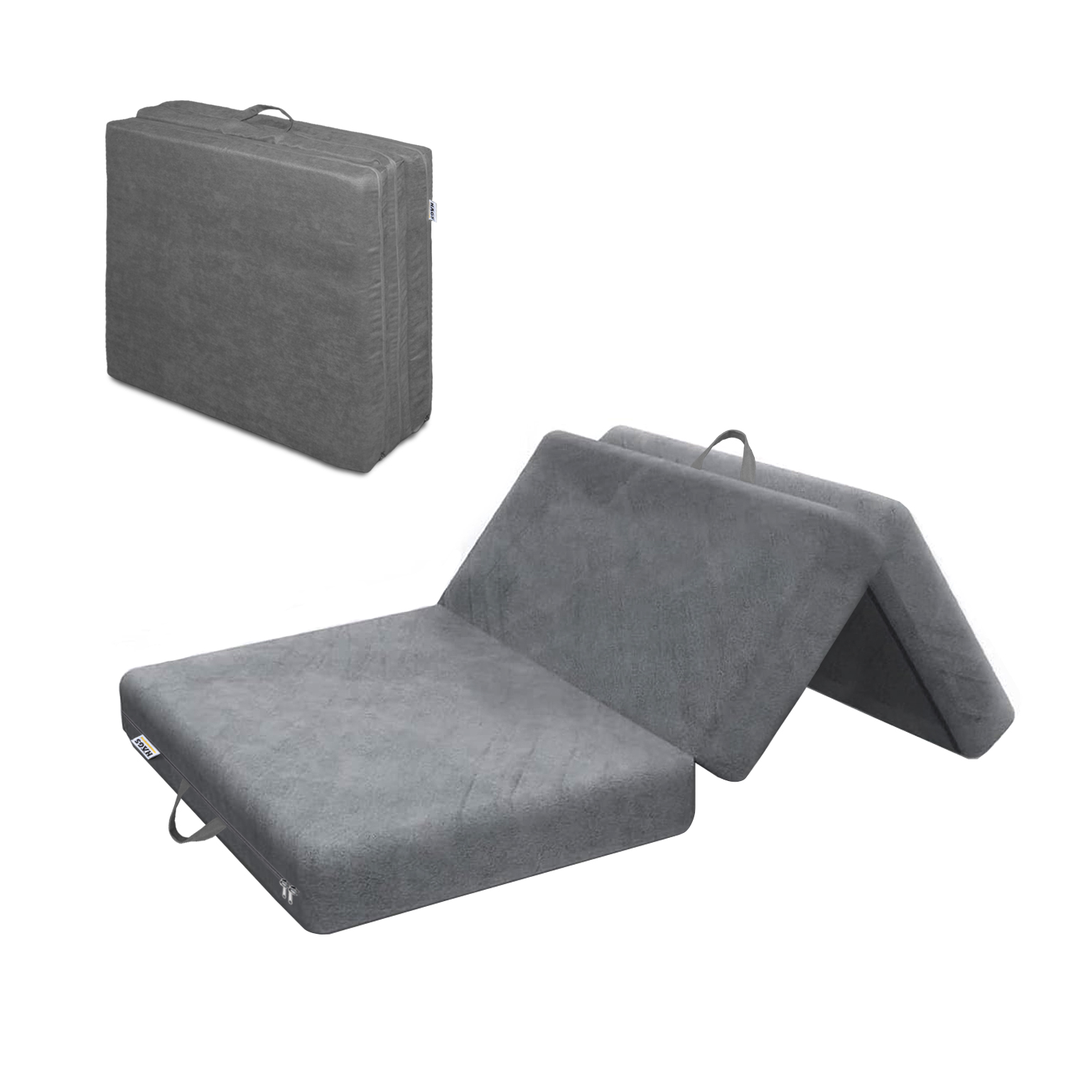 Haegs Katlanır Yatak Kamp Yatağı Kamp Matı Taşınabilir Yer Yatağı Yıkanabilir Kılıf Misafir için Seyahat Kamp Araç Karavan Çadır ve Yoga için İdeal 22 Dens - 155x65x10 cm - Gri