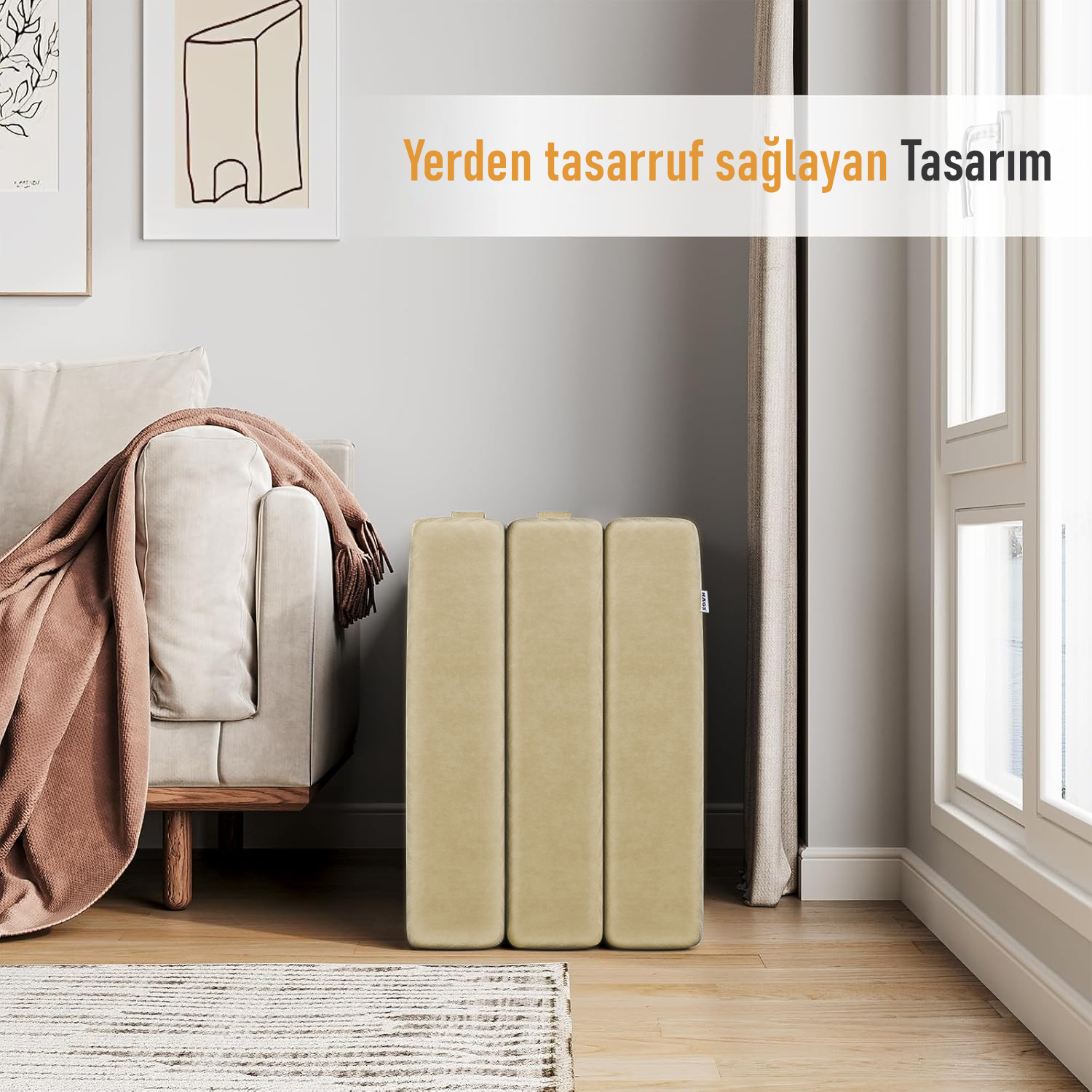 Haegs Katlanır Yatak Kamp Yatağı Kamp Matı Taşınabilir Yer Yatağı Yıkanabilir Kılıf Misafir için Seyahat Kamp Araç Karavan Çadır ve Yoga için İdeal 22 Dens - 190x75x10 cm - Bej 6