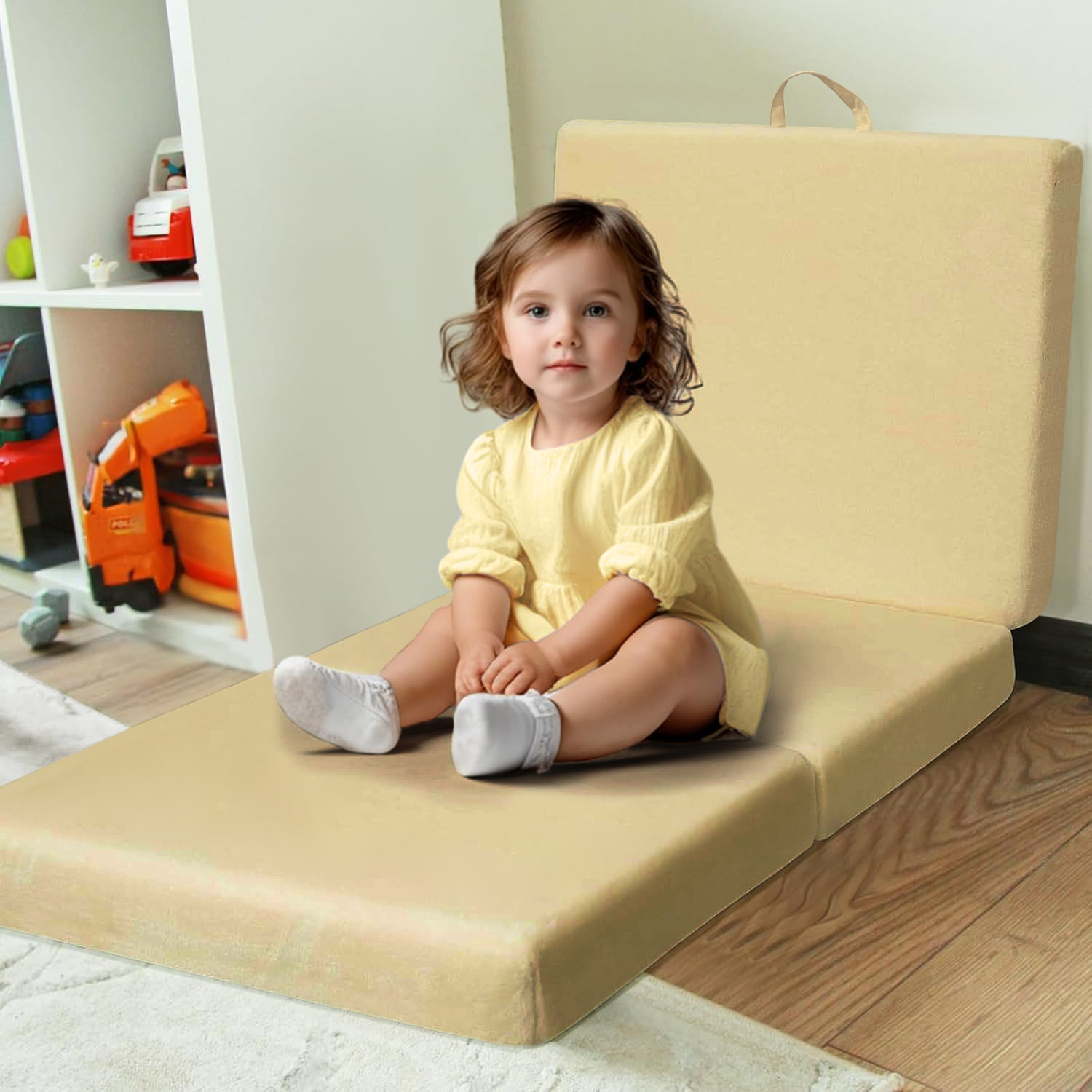 Haegs Katlanır Yatak Kamp Yatağı Kamp Matı Taşınabilir Yer Yatağı Yıkanabilir Kılıf Misafir için Seyahat Kamp Araç Karavan Çadır ve Yoga için İdeal 22 Dens - 155x65x10 cm - Bej 4