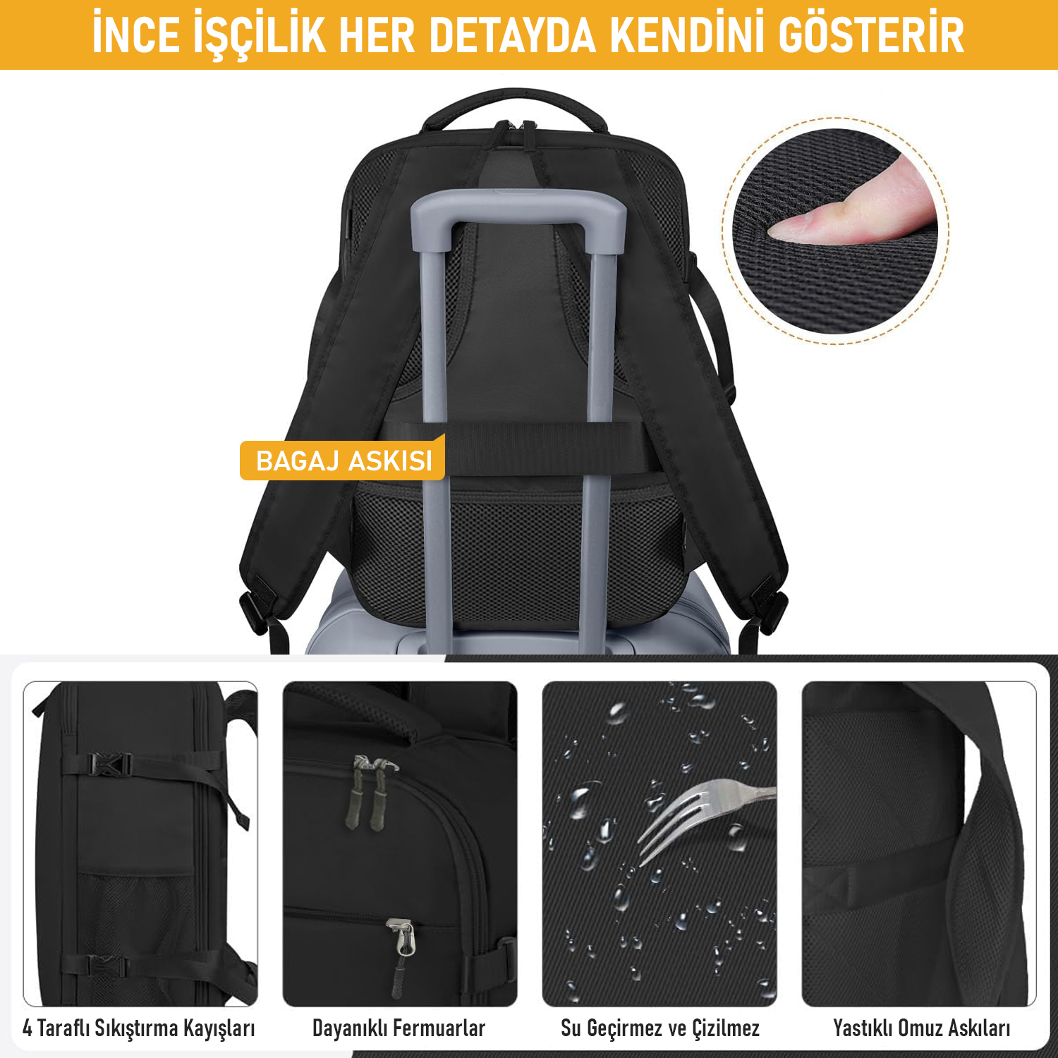 Haegs Laptop Sırt Çantası Seyahat Çantası Hafif El Çantası Küçük Bavul Valiz Uçak Onaylı Bagaj Çantası Erkek ve Bayan İçin 15 6 inç Notebook Dizüstü Bilgisayar Macbook Laptop Çantası Gri 5