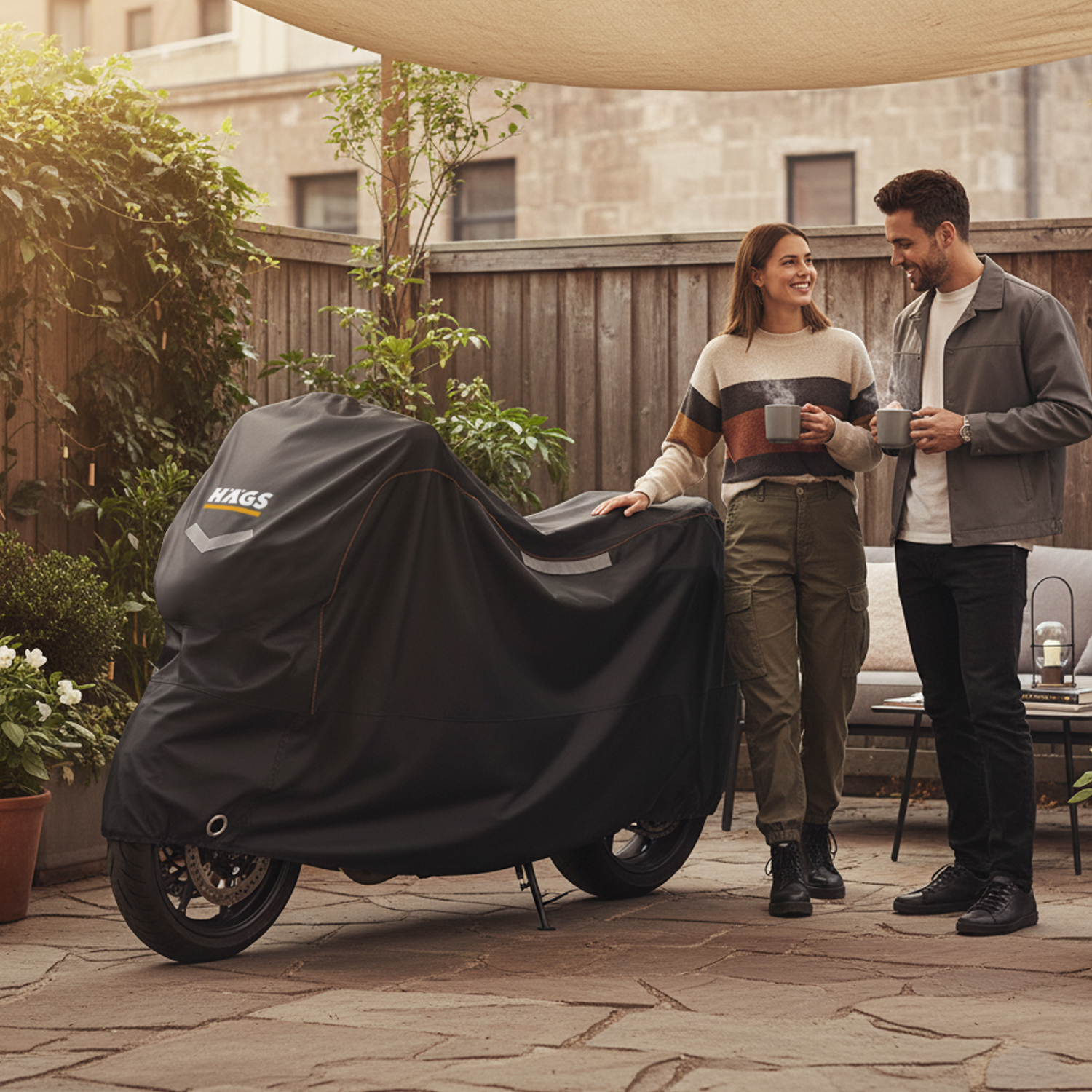 Haegs Motosiklet Brandası Motor Kılıfı Örtüsü Dış Mekan Motosiklet Örtüsü Su Geçirmez Rüzgar Toz Geçirmez Motor Garaj Brandası Kışa Dayanıklı XXL 265x105x125 cm - Siyah 8