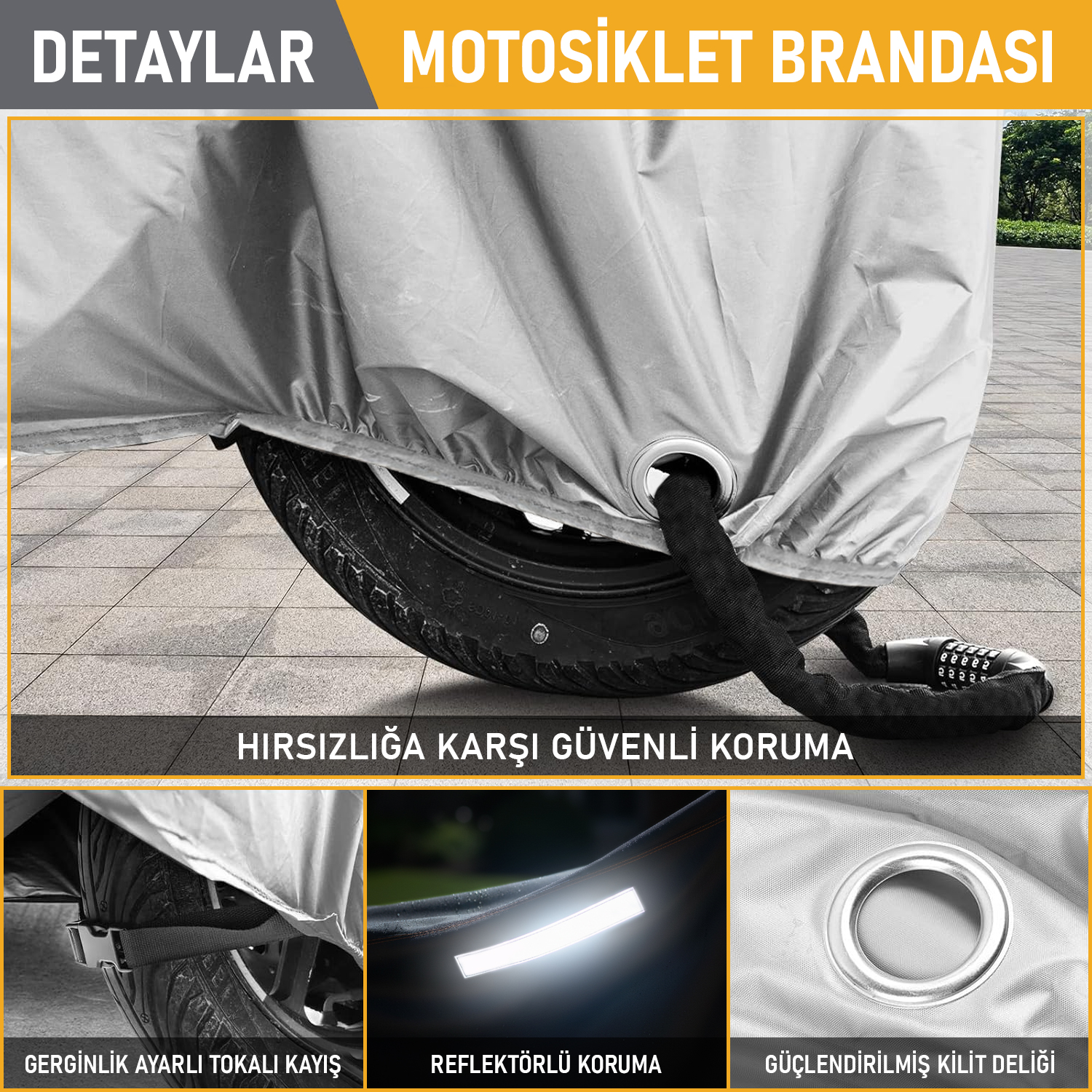 Haegs Motosiklet Brandası Motor Kılıfı Örtüsü Dış Mekan Motosiklet Örtüsü Su Geçirmez Rüzgar Toz Geçirmez Motor Garaj Brandası Kışa Dayanıklı XXL 265x105x125 cm - Siyah 4
