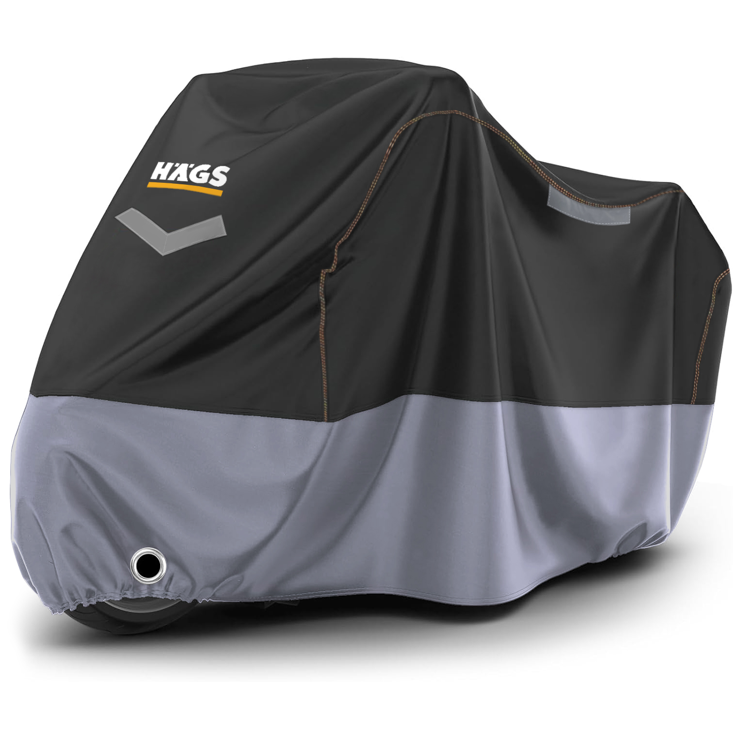 Haegs Motosiklet Brandası Motor Kılıfı Örtüsü Dış Mekan Motosiklet Örtüsü Su Geçirmez Rüzgar Toz Geçirmez Motor Garaj Brandası Kışa Dayanıklı XXL 265x105x125 cm - Siyah -Gri