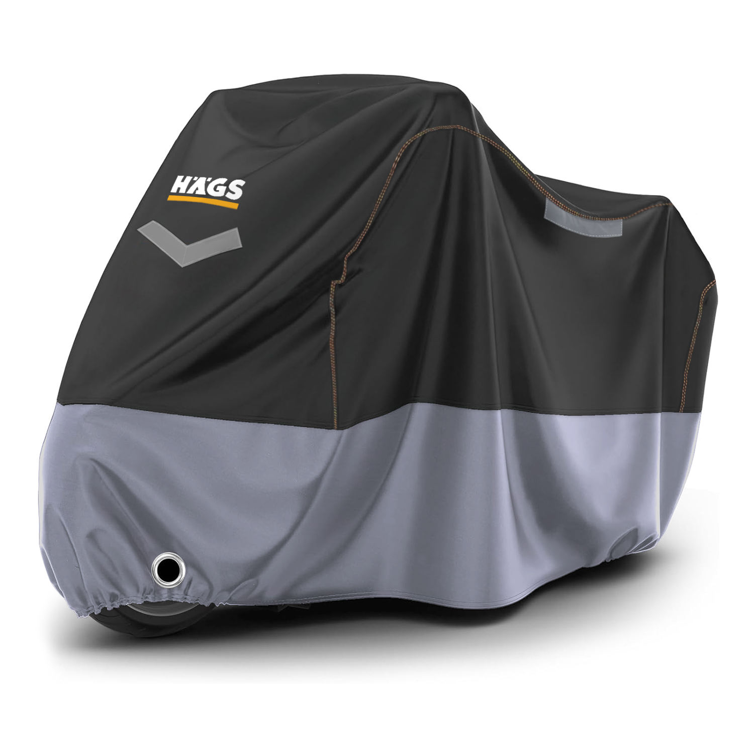 Haegs Motosiklet Brandası Motor Kılıfı Örtüsü Dış Mekan Motosiklet Örtüsü Su Geçirmez Rüzgar Toz Geçirmez Motor Garaj Brandası Kışa Dayanıklı XL 245x95x125 cm - Siyah - Gri