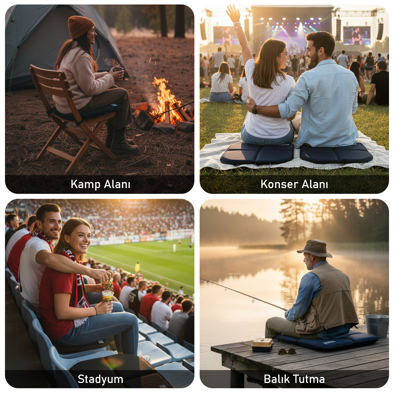 Haegs Outdoor Oturma Minderi Kamp Matı Yürüyüş Stadyum ve Seyahat İçin Katlanabilir Su Geçirmez Oxford Kumaş Termal Oturma Minderi Siyah 6