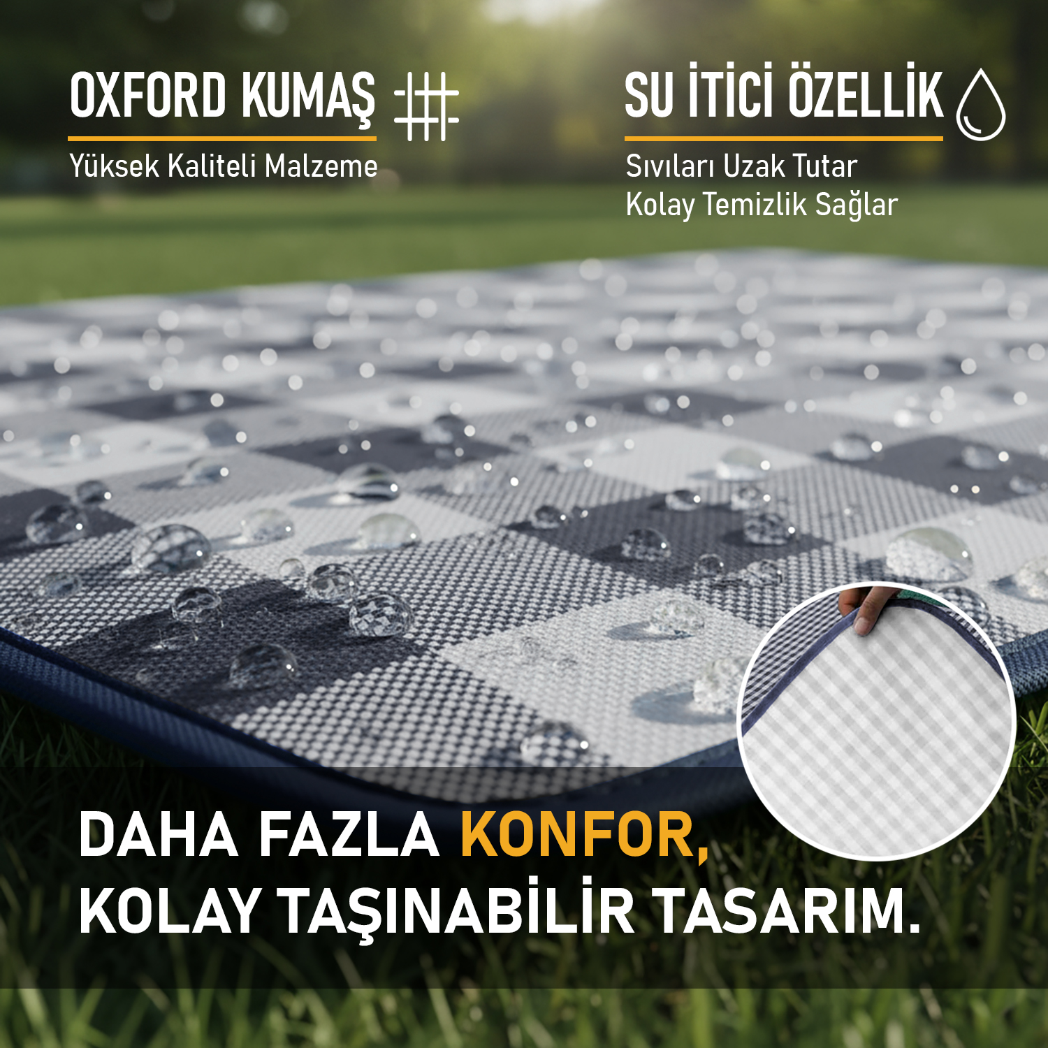 Haegs Piknik Örtüsü Çanta Kamp Matı Plaj Matı Piknik Yer Örtüsü Seyahat Kamp Outdoor Park Çim Kum Tutmaz Su Geçirmez Kullanışlı Çanta Model Katlanabilir 200x150cm - Deniz Pusulası 6