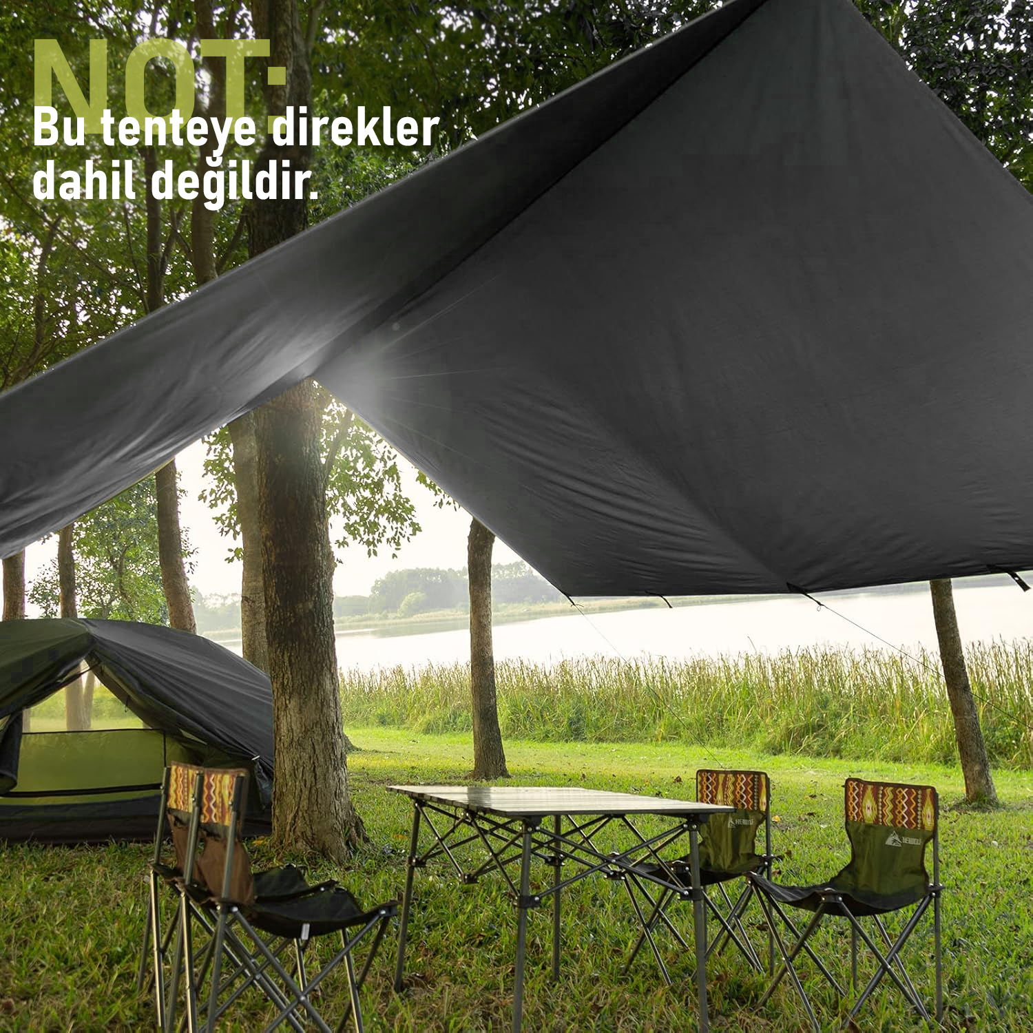 Haegs Tarp Gölgelik Tente Taşınabilir Örtü Branda Çok İşlevli Outdoor Açık Hava Kamp Seyahat Tente Branda Güneşlik Karavan Tente Yan Çadır Gölgelik - 300x300 cm - Gri 6