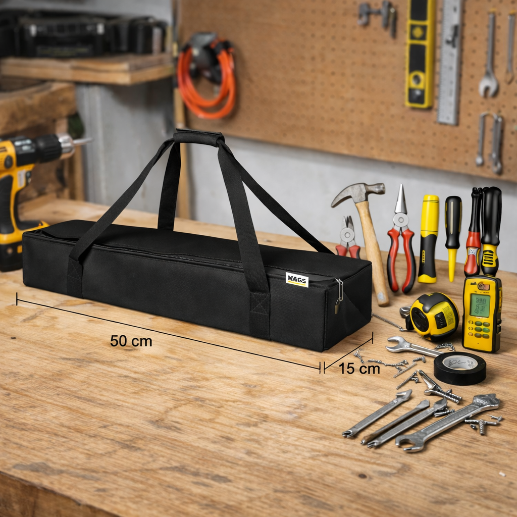 Haegs Taşıma Çantası Çok Amaçlı Küçük Alet Çantası Fermuarlı Dayanıklı Kamp Malzemeleri Saklama Çantası 12L 50 x 15 x 10 cm Siyah 3