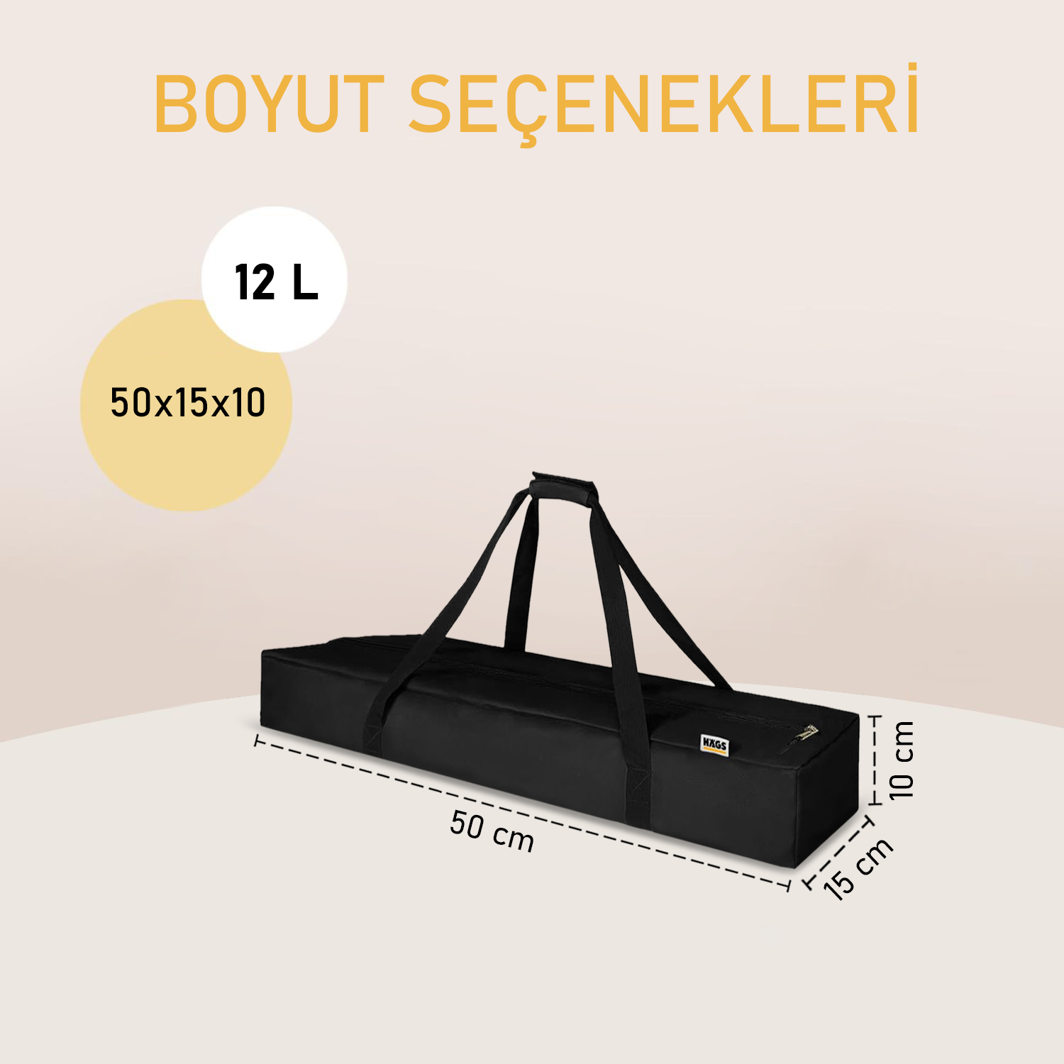 Haegs Taşıma Çantası Çok Amaçlı Küçük Alet Çantası Fermuarlı Dayanıklı Kamp Malzemeleri Saklama Çantası 12L 50 x 15 x 10 cm Siyah 2