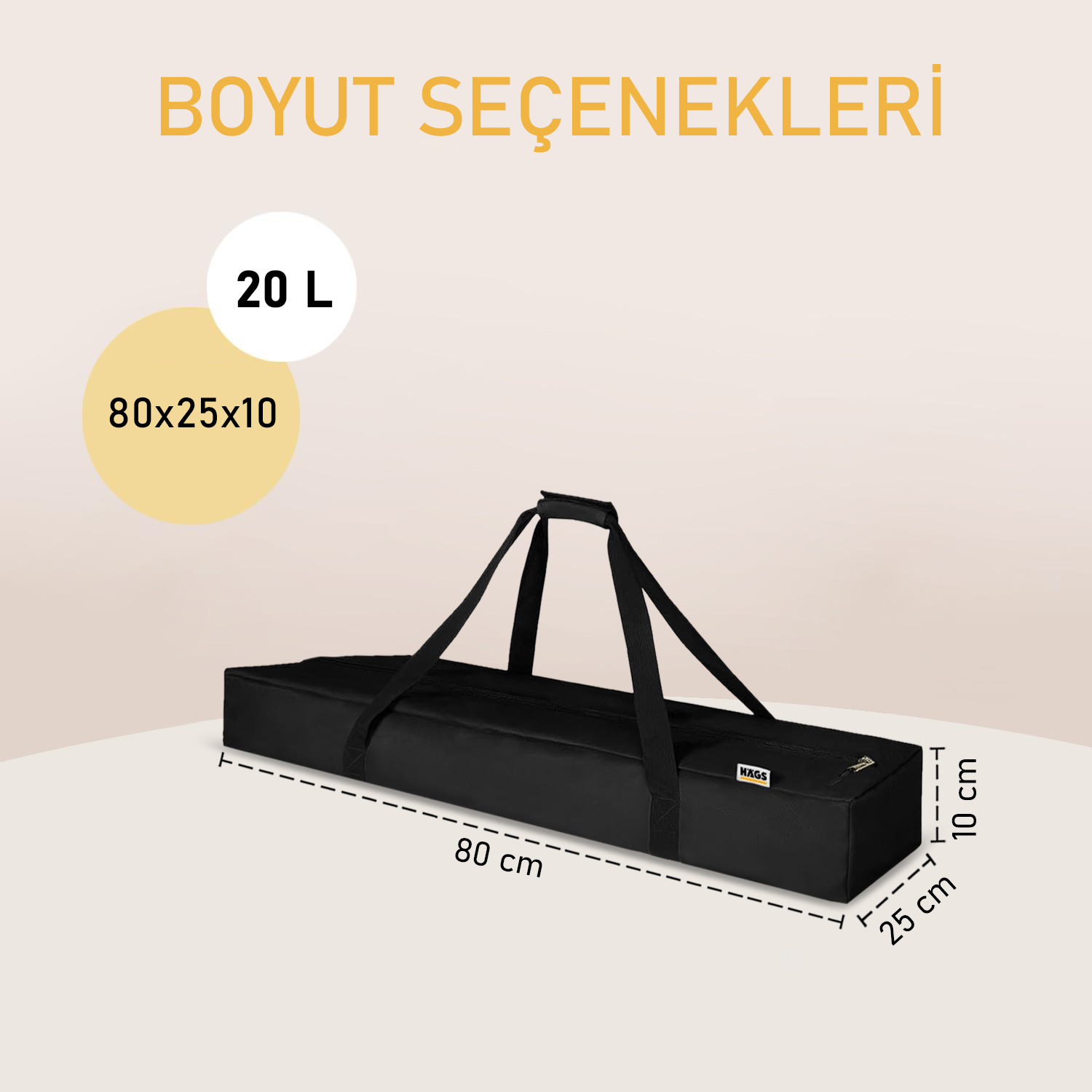 Haegs Taşıma Çantası Çok Amaçlı Küçük Alet Çantası Fermuarlı Dayanıklı Kamp Malzemeleri Saklama Çantası 20L 80 x 25 x 10 cm Siyah 2