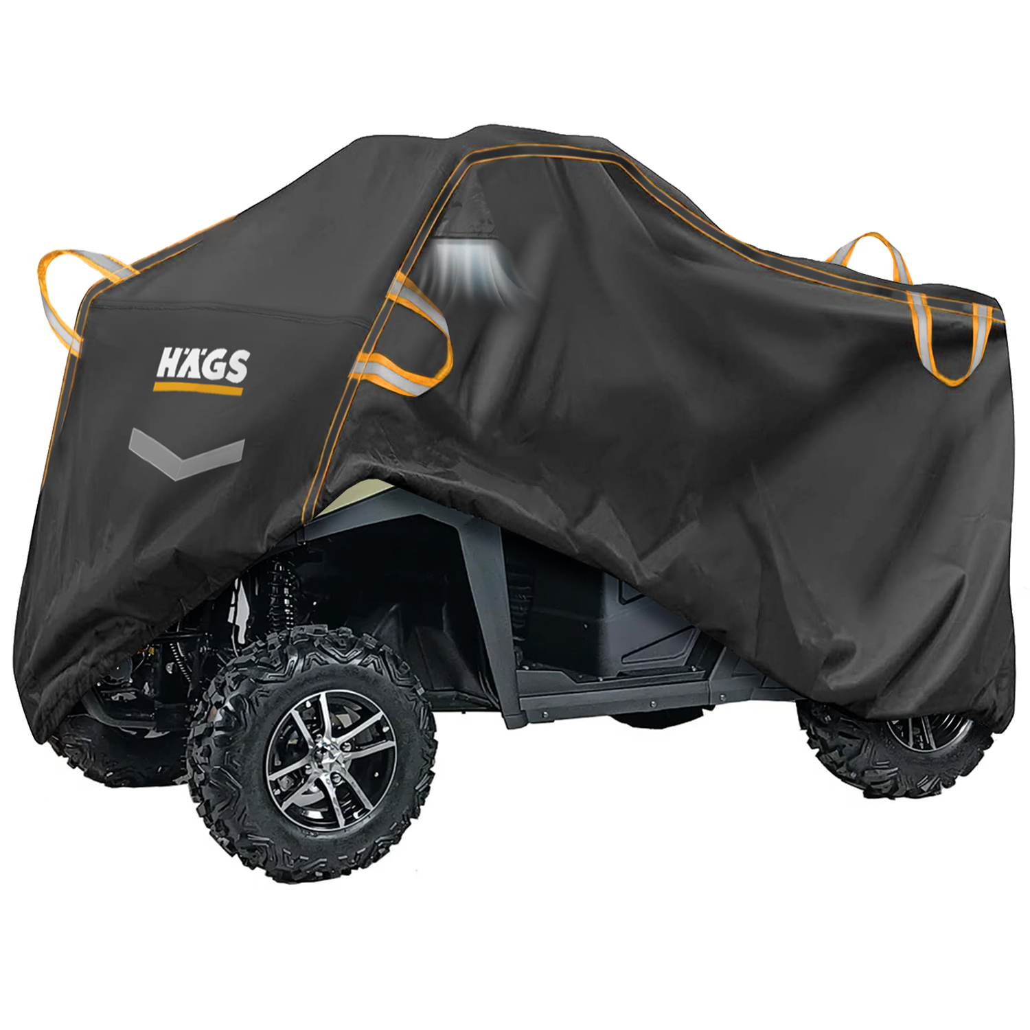Haegs UTV Brandası UTV Koruma Kılıfı Örtüsü Ağır Hizmet Tipi Su Geçirmez 4 Mevsim Koruma Tek Sıra Koltuklu 2-3 Kişilik UTV için M-350-175-180cm Siyah