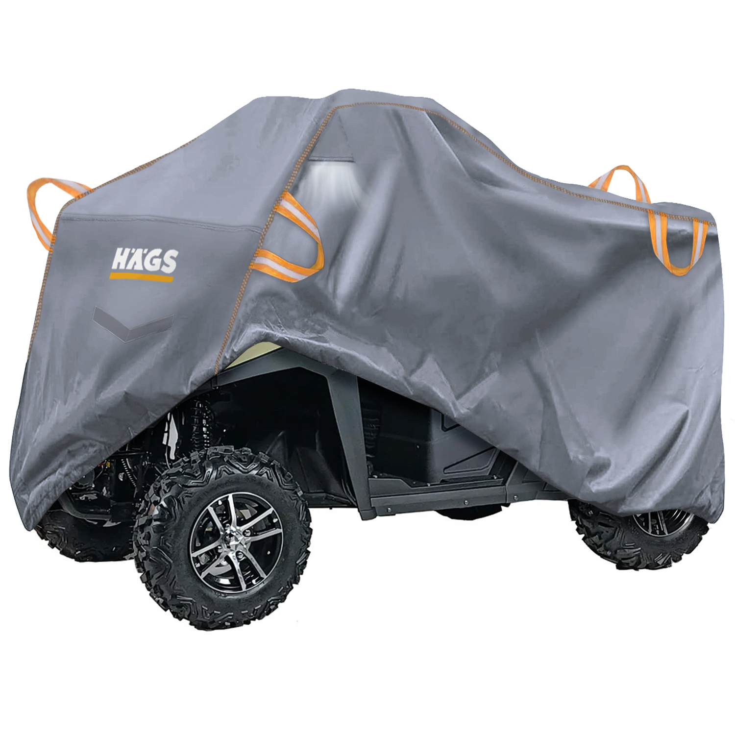 Haegs UTV Brandası UTV Koruma Kılıfı Örtüsü Ağır Hizmet Tipi Su Geçirmez 4 Mevsim Koruma Çift Sıra Koltuklu 4-6 Kişilik UTV için L-390-175-190cm Gri