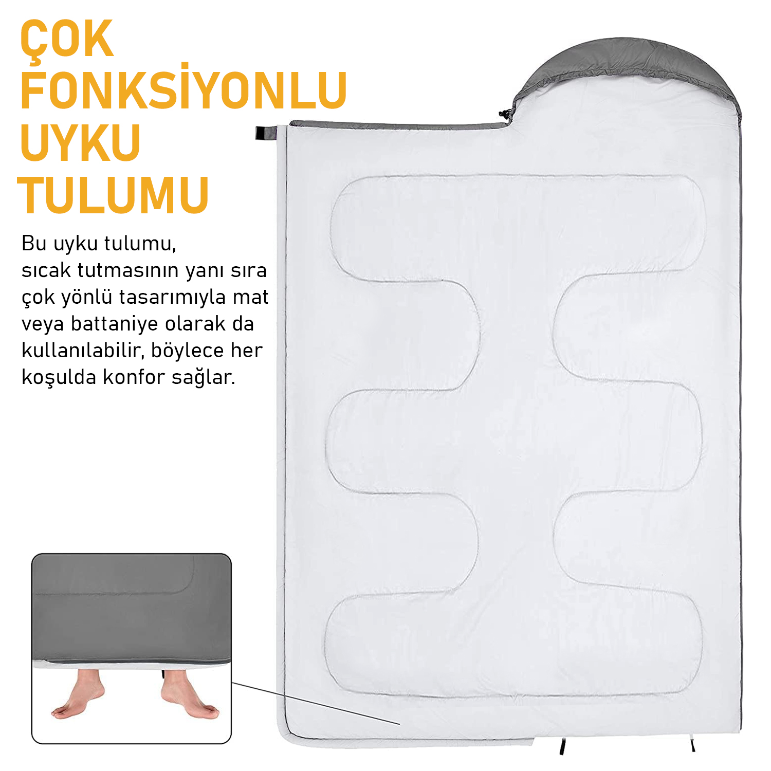 Haegs Uyku Tulumu Battaniye Kamp Uyku Tulumu Outdoor Dış Mekan Çadır Karavan 3 - 4 Mevsim Yazlık Uyku Tulumu - Kış Uyku Tulumu Ultra Hafif Sıcak ve Kompakt - Mavi 4