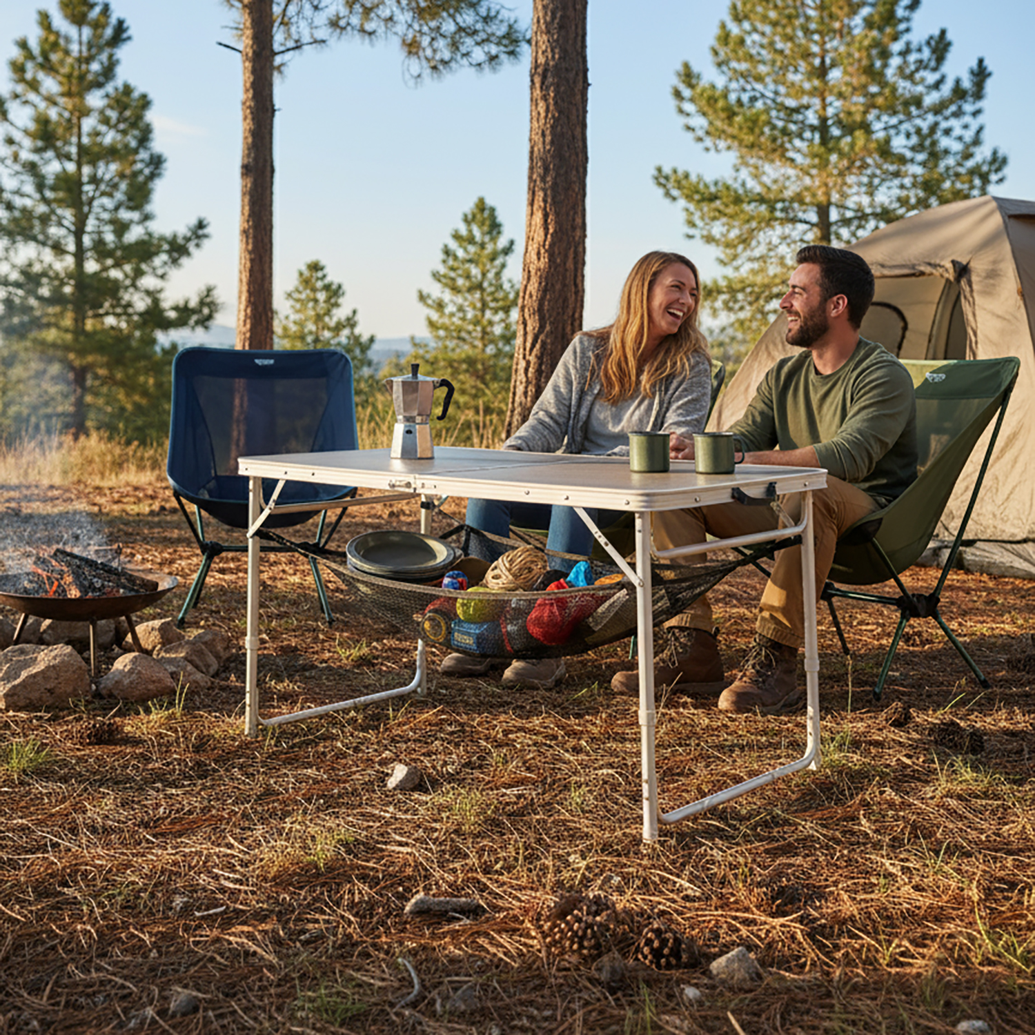 Masa Altı Saklama Filesi Kamp Piknik Outdoor için Masa Altı Kamp Malzemeleri Eşya Depolama Düzenleyici Organizer Kese Hurç File - XL - 80x40 cm - Mavi 4